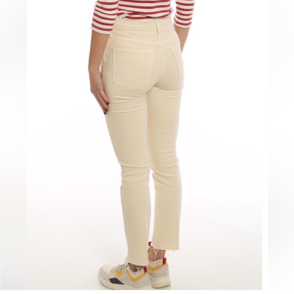 Mother High Waisted Rascal Ankle Fray In Chalk It Up Ivory Stretch - Picture 3 of 13